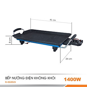 Bếp nướng điện không khói Fujika FJ-EG3515 men chống dính vân đá, công suất 1400W, màu ngẫu nhiên-hàng chính hãng