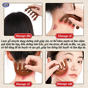 Lược Gỗ Thơm Mát Xa Da Đầu Răng Thưa Thư Giãn Giải Tỏa Áp Lực Độc Đáo - COH268