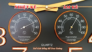 Đồng Hồ Treo Tường DECOR Trang Trí Nhà Hình Tròn Viền Mỏng 38cm EASTAR - Bộ Kim Số DẠ QUANG và NHIỆT ẨM KẾ TỰ ĐỘNG - Tặng Pin Maxell