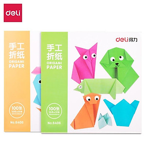 Giấy thủ công 100 tờ học sinh Deli - 10x10cm /15x15cm - Giấy gấp orgigami, hoa, giấy gấp hạc - Nhiều màu - Nhiều kích thước - 6406 / 6407 / 74801
