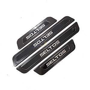 Ốp bậc cửa dành cho Kia Seltos 2020-2021 CACBON , Full bậc Trong Ngoài