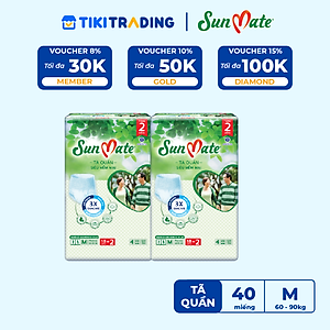 [Mẫu mới] Combo 2 Tã quần SunMate siêu mềm mại G1 mới size M-18+2 miếng