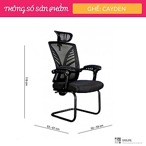 Ghế chân quỳ lưng cao bọc lưới có tựa đầu SMLIFE Cayden