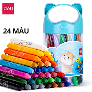 Bút Sáp Màu Lụa Dạng Xoay Deli -12/24 Màu Tươi Sáng Siêu Mịn Rửa Trôi Được An Toàn Trẻ Nhỏ Tô Màu Vẽ Tranh
