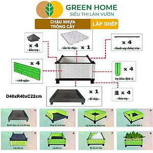 Chậu Trồng Cây Greenhome, Nhựa Nguyên Sinh Lắp Ghép, Nhiều Kích Thước, Trồng Hoa Hồng, Rau, Củ, Quả, Độ Bền 5 Năm