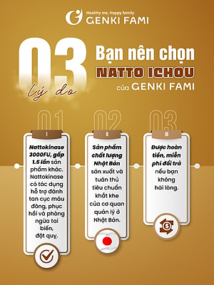 Viên Uống Phòng Ngừa Đột Quỵ, Bổ Não Nattokinase 3000FU Natto Ichou Genki Fami Nhật Bản