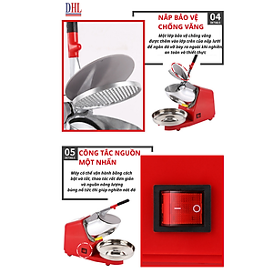 Máy xay đá bào, đá tuyết mịn 4 lưỡi, 2 nắp Mitomo MBD - 500 MAX HÀNG CHÍNH HÃNG - BẢO HÀNH 3 NĂM