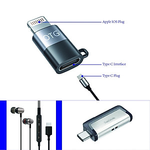 Đầu chuyển đổi Cho Micro Thu Âm Không Dây từ Type C sang Lightningg (i.phone) type c sang ios Jack Dây KHÔNG DÙNG CHO TAI NGHE - Hàng Nhập Khẩu