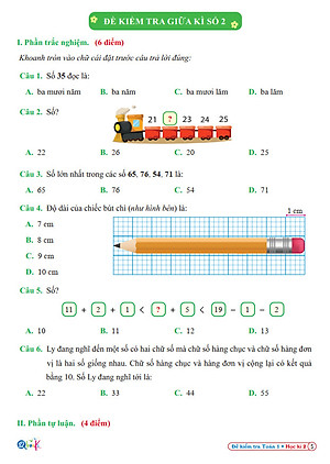 Sách - Đề Kiểm Tra Toán Lớp 1 - Cánh Diều - Học Kì 2