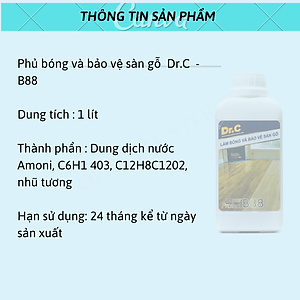 Dung Dịch Phủ Bóng, Phục Hồi Độ Bóng, Tạo Lớp Bảo Vệ Sàn, Chống Trơn Trượt Sàn Gỗ Dr.C CHÍNH HÃNG B88 500ml Super Protect