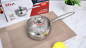 Quánh táo inox 304 đúc liền khối 14cm vung kính – SKM3844 - hàng xuất Nhật