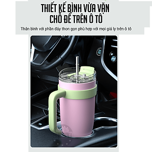 Ly Giữ Nhiệt Inox 304 Cao Cấp Besti - Tặng Kèm Ống Hút Không Gỉ, Ticker 3D, Bình Giữ Nhiệt Có Tay Cầm (1200ml) - Hàng Chính Hãng 