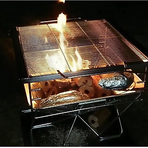 Bếp nướng than than hoa inox đồ cắm trại Campingmoon campoutvn MT35 du lịch dã ngoại xếp gọn có túi kèm theo dùng 8-10 người ăn A015