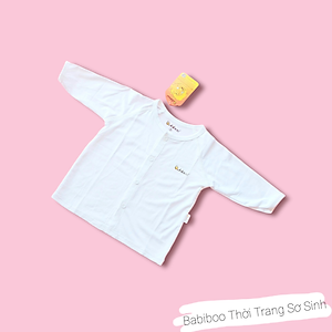 Áo sơ sinh Babiboo tay dài cài giữa vải visco siêu mềm mại