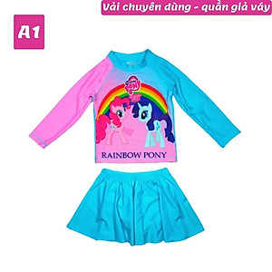 Đồ bơi bé gái tay dài hình Elsa - Pony từ 10-39kg -quần giả váy tạo kín đáo- Kiến Lửa