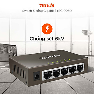 Bộ chia mạng Switch Tenda TEG1005D 5 cổng Ethernet 1000Mbps - Hàng Chính Hãng