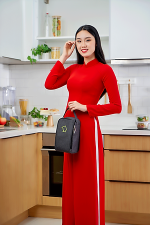 Túi đựng hộp cơm logo COBA'COOK 3 hộp dung tích 370 và 400 ml Giấy bạc giữ nhiệt và 2 khóa kéo tiện dụng-CBL