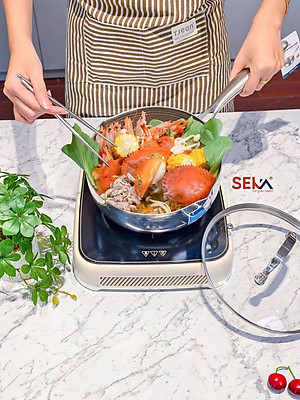 (Model New ) Chảo Sâu Lòng 7 Lớp inox316 TITANIUM SEKA 316S 22cm - 316M 24cm - 316L 26cm - Hàng Chính Hãng