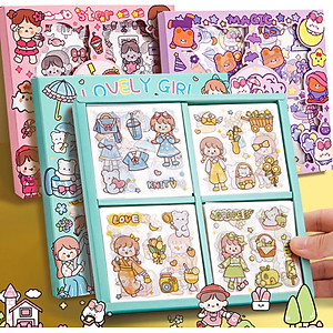 Sét 100 Sticker miếng dán tập vỡ kute trang trí văn phòng phẩm - HENRRYSA