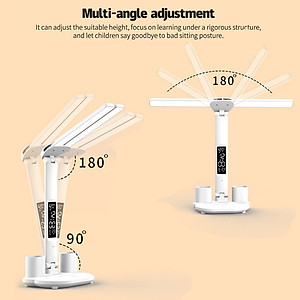 Đèn Học Chống Cận, Đèn Bàn Học 3 Màu, Chỉnh Độ Sáng, Có Đồng Hồ Phù Hợp Mọi Lứa Tuổi