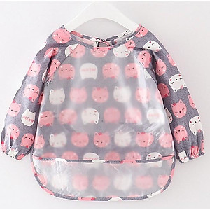 Yếm máng dài tay Cotton chống thấm nước cho bé tập ăn, tập vẽ Mastela