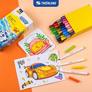 Bút Lông Màu Thiên Long Fiber Pen Washable SWM-C006 - 36 Màu- Viết Được Nét Mảnh Nét To- Mực rửa được