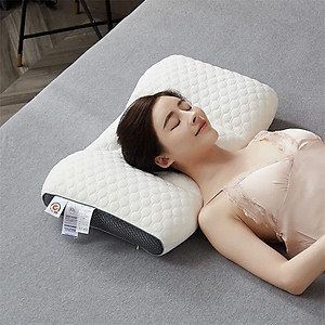 Gối Ngủ Chống Đau Cổ Vai Gáy Dệt Kim Lõi Bông Xơ Spa Chống Đau Mỏi Cổ Vai, Gối Cao Su Non Chống Ngáy Giảm Mệt Gối Cao Su Non Dành Cho Người Lớn Giúp Ngủ Ngon