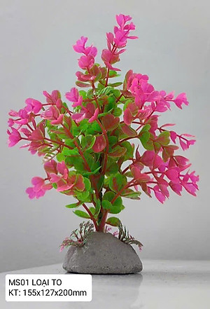 Cây Nhựa Trang Trí Bể Cá Thủy Sinh Lớn Tím Hồng Cao 20cm (Mã PK01)