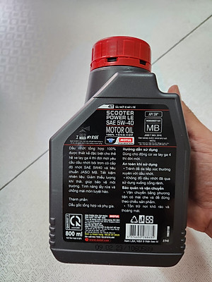 [Mẫu Mới] Nhớt cao cấp cho xe tay ga đời mới Motul Scooter Power LE 5W40 800ml tặng nhớt hộp số Motul Gear 80W90 120ml