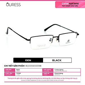 Gọng kính titanium LS9002 nửa khung thời trang nam cao cấp siêu nhẹ siêu bền OURESS