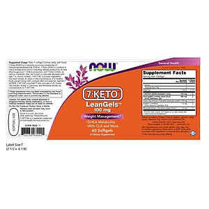 Viên Uống NOW FOODS 7 Keto LeanGels 100mg Giúp Kiểm Soát Cân Nặng, Giảm Béo, Chuyển Hóa Chất Béo Lọ 60 Viên