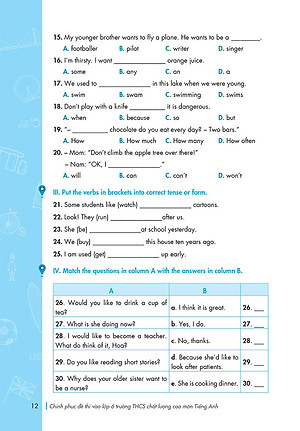 Sách Chinh Phục Đề Thi Vào Lớp 6 Trường THCS Chất Lượng Cao Môn Tiếng Anh