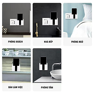 Khay đựng remote  - điện thoại dán tường có khe luồn sạc nhỏ gọn tiện lợi  ( Giao màu ngẫu nhiên ) - Hàng chính hãng 