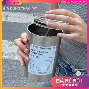 Cốc Giữ Nhiệt Ly Giữ Nhiệt Inox 304 Có Ống Hút Ly Uống Coffee 600ml