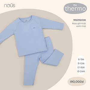 Bộ Quần Áo Giữ Nhiệt Nous Màu Kẻ Xanh - Chất Liệu Nu Thermo (Size Từ 6-9 Tháng Đến 18-24 Tháng)
