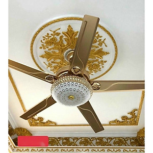 Quạt trần có đèn trao đèn bằng thủy tinh trang trí cho phòng khách, với phong khách cổ điển và hiện đại kết hợp