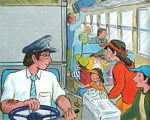 Sách Ehon - Thực Phẩm Tâm Hồn Cho Bé - Xe Bus Píng Poong Đi Biển (Tái Bản 2020)