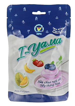 Sữa chua sấy thăng hoa I.Yaua túi 25g mix 05 vị (việt quất, sầu riêng, chuối, dâu và truyền thống)