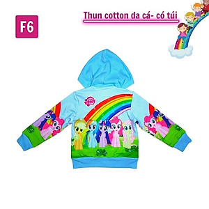 Áo khoác bé gái hình cầu vồng từ 11-43kg - Chất liệu thun cotton da cá in 3D