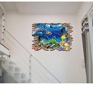 Decal 3D cá heo AmyShop DCS009 ( 60 x 90 cm)