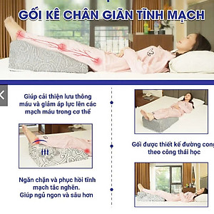 Gối chống suy giãn tĩnh mạch Hàn Việt Hải 40x60x22cm, hỗ trợ ngăn ngừa  các bệnh về mạch tri dưới Vải Cotton