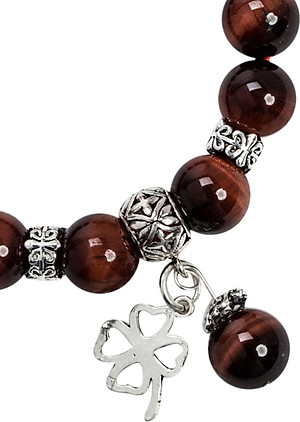 Vòng Thạch Anh Mắt Hổ Nâu Đỏ 10mm Mix Charm Bạc 925 Ngọc Quý Gemstones VT147