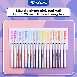 Bút lông màu Fiber Pen 20 màu Pastel Thiên Long Colokit rửa được an toàn sử dụng tô màu, vẽ tranh, calligraphy SWM-C008