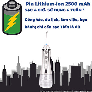 Tăm nước cầm tay H2ofloss HF-2 phiên bản nâng cấp được phân phối độc quyền với nút mở bình nước tiện lợi, tặng kèm 7 đầu tăm, củ sạc nguồn thấp