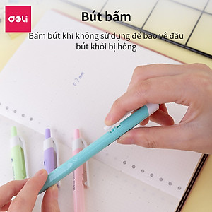 Bút Bi Xanh Ngòi 0.7 Đầu Bấm Deli - Vỏ Nhựa Màu Sắc Xinh Xắn Cute Macaron Pastel Viết Siêu Mượt - Phù Hợp Văn Phòng Học Sinh Ghi Chép Sổ Tay - EQ03330