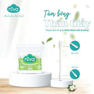 Combo 05 Tăm Bông Niva Túi 200 Que Thân Giấy AZP3 Đa Năng Chuyên Dùng Ngoáy Tai, Vệ Sinh, Trang Điểm, Thân Thiện Môi Trường