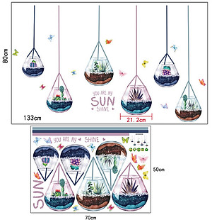 Decal dán tường dán kính trang trí Giở Hoa Xương Rồng SK7119