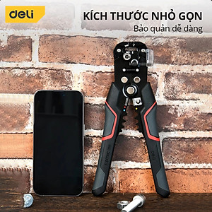 Kìm Tuốt Dây Điện Bấm Cos Đa Năng Deli Chất Liệu Thép Cao Cấp Điều Chỉnh Lực Tuốt Dây Dễ Dàng DL2018