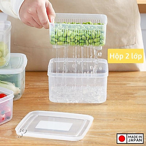 Combo 02 hộp lạnh bảo quản thực phẩm Nakaya 1100ml Made in Japan