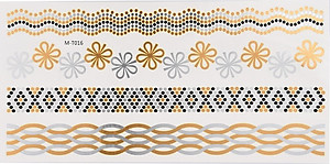 Combo 8 tờ hình xăm dán nhũ ánh kim nghệ thuật 3D họa tiết henna 21*15cm